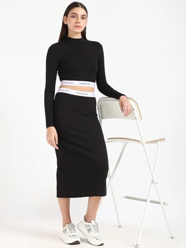 Tommy Hilfiger Slim-Fit Solid Mid Rise Skirt Black