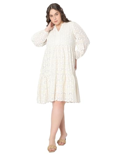 VERO MODA Curve Women Beige Fit and Flare Dress