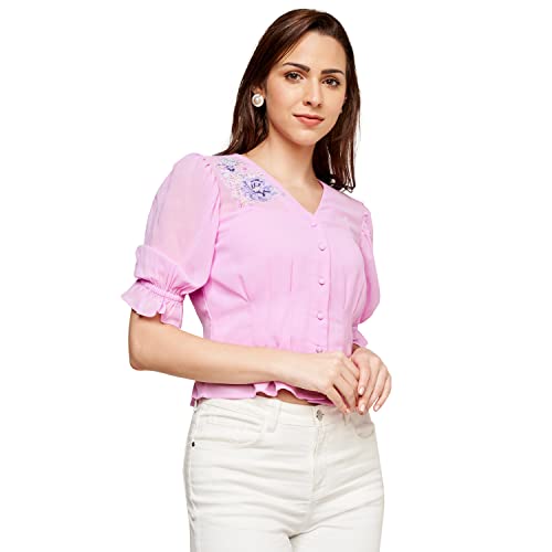 AND Women's Slim Fit Tunic Shirt (FW22AJ080TPG_Lilac XL)