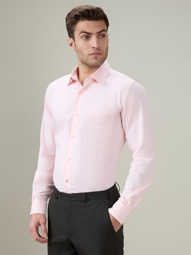 Raymond Men Contemporary Fit Chambray Pattern Pure Cotton Semi Cutaway Collar Full Sleeve Formal Shirt