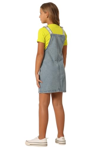 Vero Moda Girls Solid Cotton Blue Above Knee Length Dungaree Dress