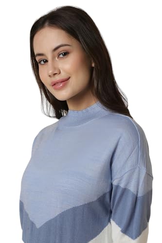 Allen Solly Women's Acrylic Crew Neck Sweater (AHSWCRGF119735_Blue