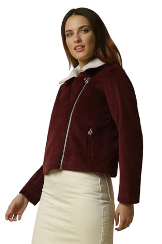 Allen Solly Women's A-Line Coat (AHJKCRGFG97460_Maroon