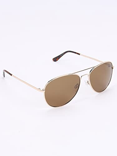 Skechers Men Aviator Gold Polarized Sunglasses, Large