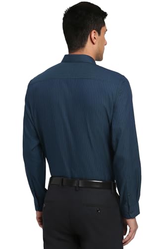 Peter England Men's Striped Regular Fit Shirt (PESFWNUBI53848_Navy