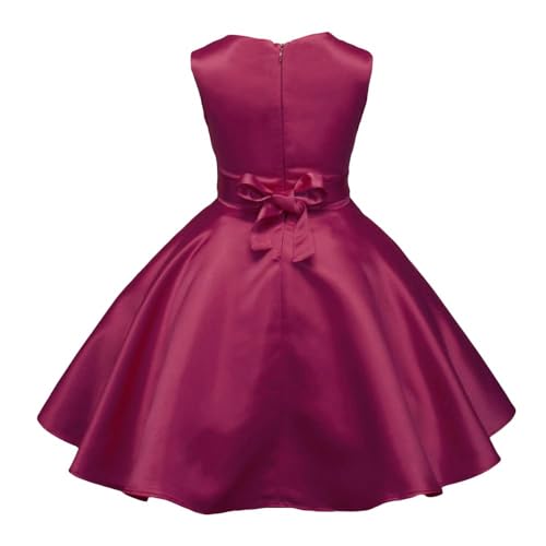 Hopscotch Girls Knee Length Party Fit And Flare Dresses in Burgundy Color for Ages (5-6 Years)