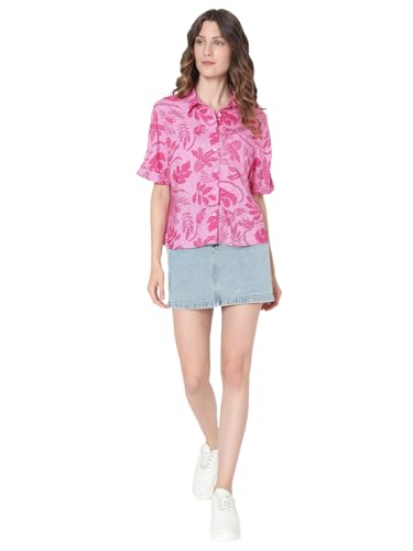 VERO MODA Women's Regular Fit Pink Shirt