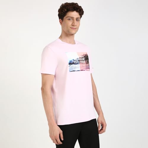 Tommy Hilfiger Mens Pink Color T-Shirt (M)