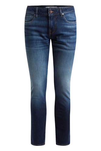GUESS Men's Blue Solid Mid-Rise Skinny Leg Jeans