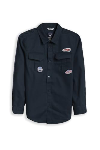 Boys Navy Graphic Print Casual Shirt