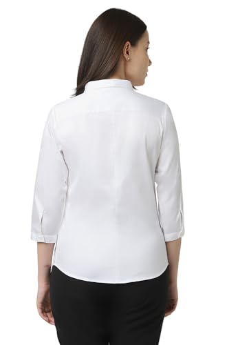 Women White Solid 3/4th Sleeves Formal Shirt