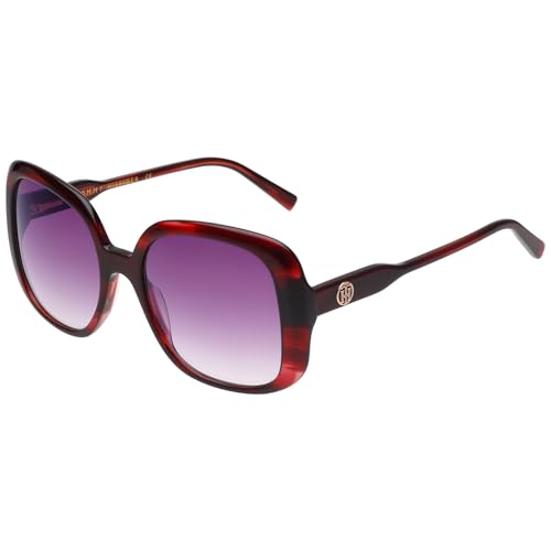 Tommy Hilfiger|Red Full-rim Frame Square Sunglasses|100% UV Protected (Uv 400) Grey Gradient Faded Lens|Women's | Medium | TH 2621 C3 WINGDGR 53 S