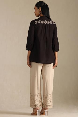 Soch Womens Beige Rayon Embroidered Palazzo With Thread Work