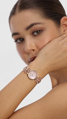 Titan Raga Moonlight Quartz Analog Mother of Pearl Dial Rose Gold Metal Strap Watch for Women - NT95032WM02