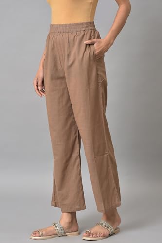 W Pure Cotton Strechable Parallel Pants for Women | Pure Cotton Parallel Pants for Women | Trousers for Women | W for Woman