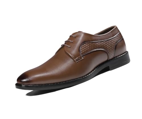 LOUIS STITCH Men’s Russet Tan Formal Lace-Up Derby Shoes | Formal Lace-Up Shoes for Men | Business & Occasion Wear | LSVSPL-1-TN |UK-8