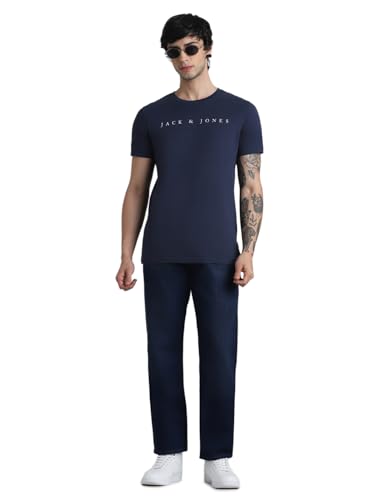 Jack & Jones Men's Mid Rise Regular Jeans (12225293-Dark Blue Denim_Dark 34)
