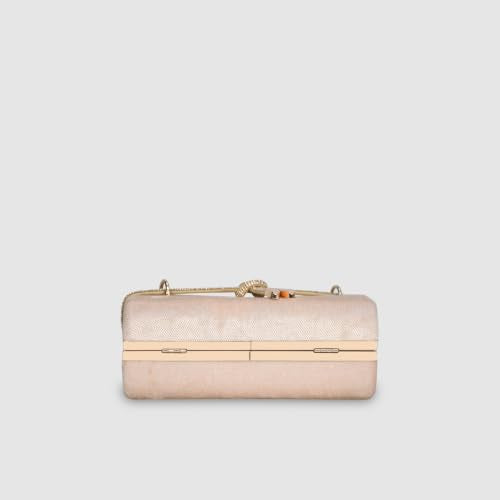 ESBEDA Rosegold Color Crystal Belt Top Handle Clutch
