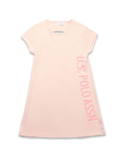 U.S. POLO ASSN. Girl's Cotton A-Line Mini Dress (UGSS25DRS258 Beige