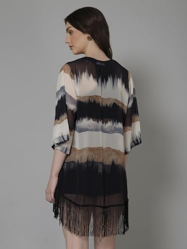 PURYS Polyester Women's Casual Kimono Shrug Multicolour, Shawl Collar