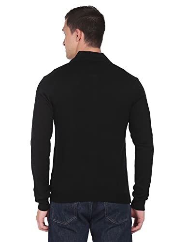 Arrow Men Black Contrast Stripe Acrylic Sweater