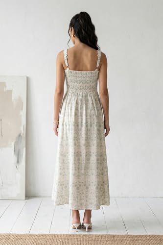 W for Woman Off White Embroidered Pure Cotton A-line Dress - (W13876-401239-M)