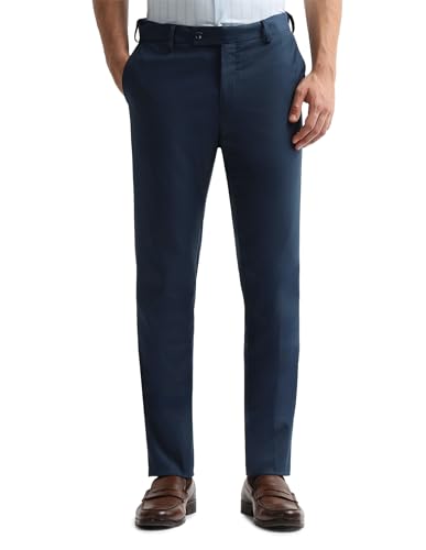 Arrow Men's Checked Dobby Trousers (ARAKTR2123_Blue_36)