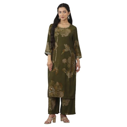 Rangriti Viscose Polyester Printed Straight Festive Kurta With Palazzo