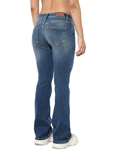 ONLY Women's Low Rise Flared Jeans Medium Blue Denim