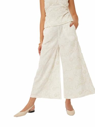Max Women Embroidered Palazzos (White_M)