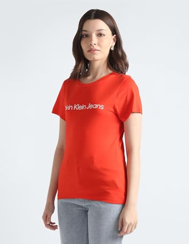 Clavin Klein Womens Red Color T-Shirt (M)