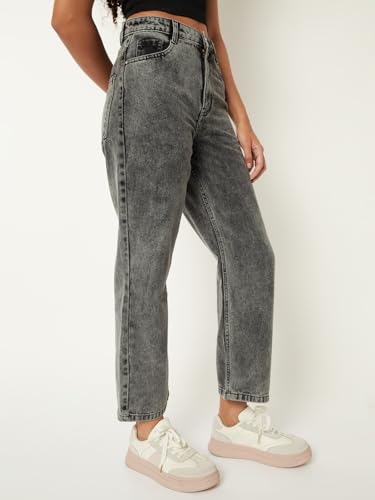 Max Women Washed Straight Fit Jeans (Black_32)