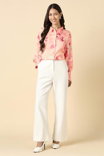 Women Peach Print Long Sleeves Shirt