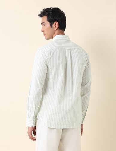 U.S. POLO ASSN. Men's Vertical Striped Twill Shirt Green