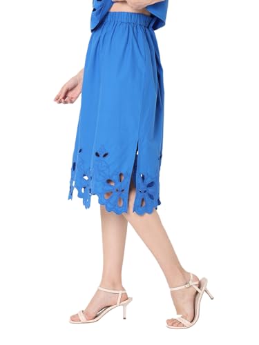 VERO MODA Cotton Western Skirt Dazzling Blue