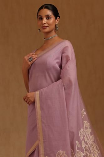 Soch Womens Lavender Chanderi Zari Woven Saree