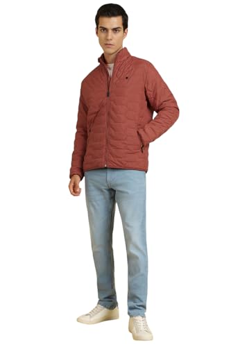 Allen Solly Men Red Textured Full Sleeves Casual Jacket