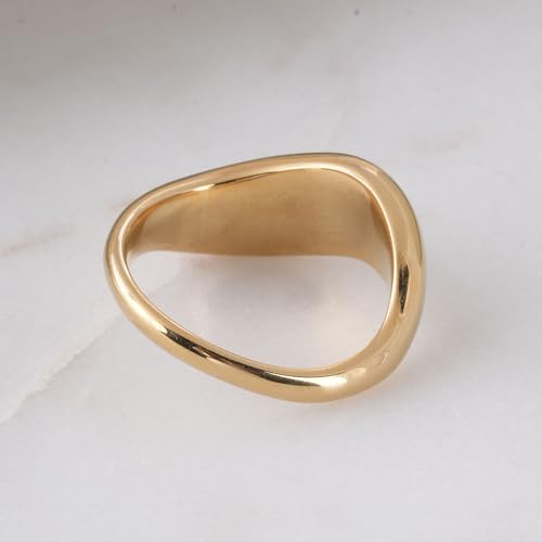 PALMONAS Magical Curve Gold Ring for Women (Size- 8) - Gift for Girls & Women