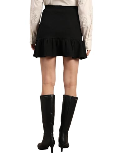 VERO MODA Women's Fit and Flare High-Rise Black Skirt