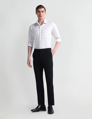Arrow Dobby Tailored Fit Trousers Black