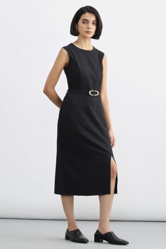 Women Black Stripe Formal Dress