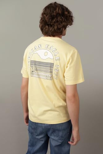 American Eagle Men Yellow Logo Graphic T-Shirt
