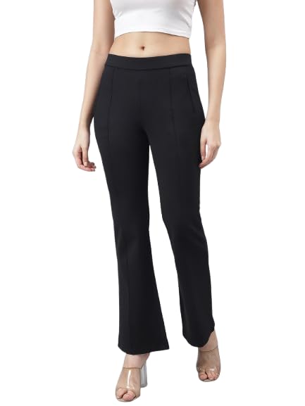 Latin Quarters Women Black Casual Solid High Rise Trouser_L