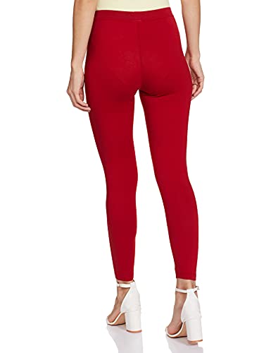 Max Women's Regular Fit Cotton Leggings (NOOSAL21RERED_RED_XL_Red_XL)