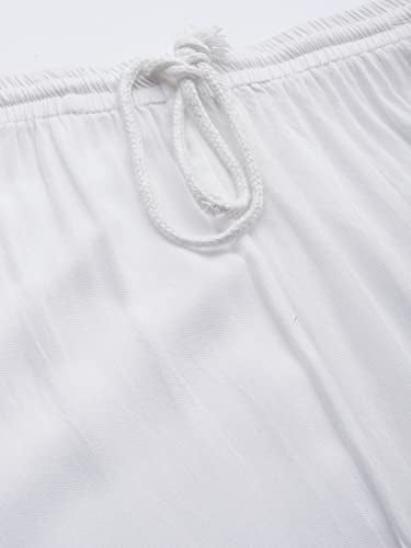 Ada Handcrafted Lucknowi Chikankari Women's Rayon White Flared Palazzo Sharara Pant A711171 (S)
