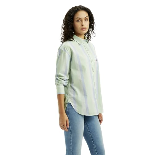 Levi's Women's Striped Light-Green Slim Fit Shirt