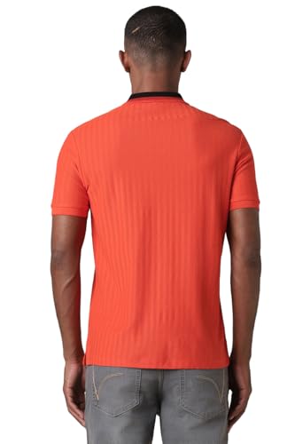 Allen Solly Men Orange Stripe Polo Neck T-Shirt
