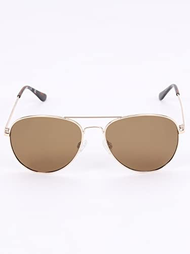 Skechers Men Aviator Gold Polarized Sunglasses, Large