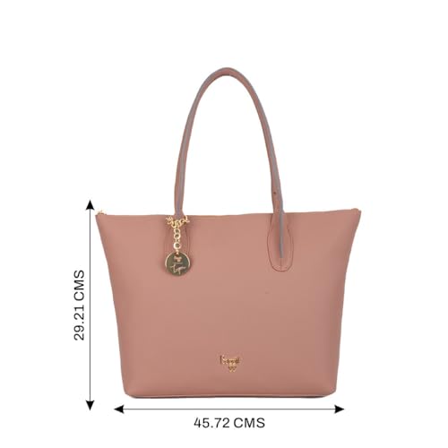 Baggit Women Pink Tote Handbag XL Size | Ladies Stylish Casual Purse Bag