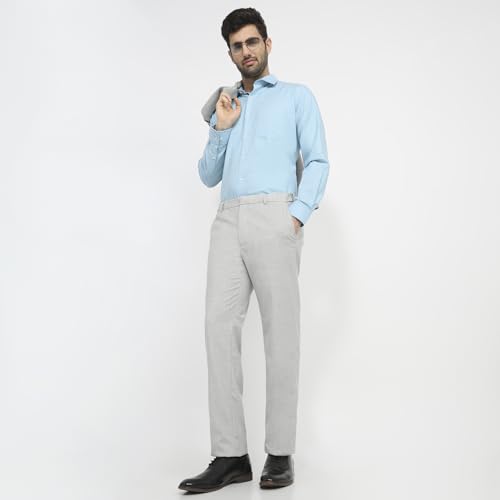 Park Avenue Men Regular Fit Solid Pattern Pure Cotton Semicutaway Collar Full Sleeve Round Hem Formal Shirt Medium Blue